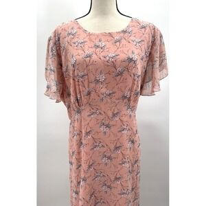 Suzanne Betro 3X Maxi Dress Pink Floral Flutter Sleeve Empire Waist Lined NWT